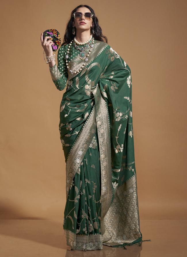 Georgette Green Festival Wear Weaving Saree